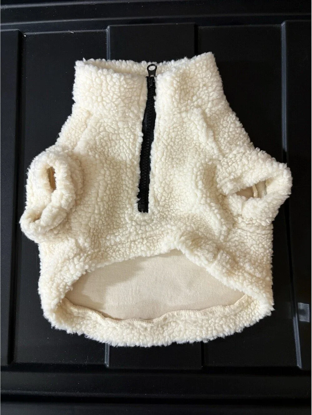 Dog Vest S Cream Sherpa Heart to Tail Zip Fleece Pet Jacket NWOT